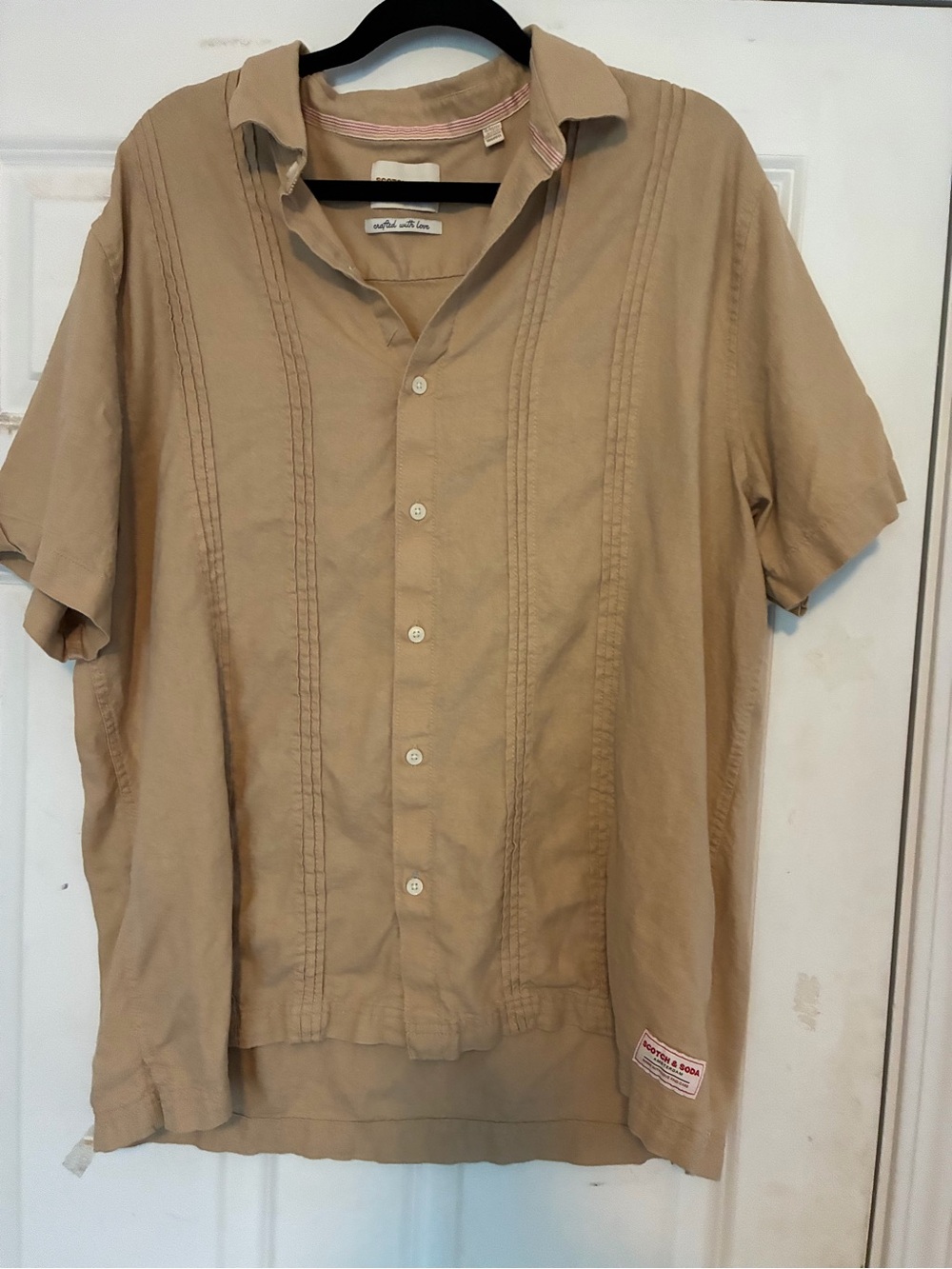 Scotch & Soda Men's Short-Sleeve Button-Down Shirt in Tan